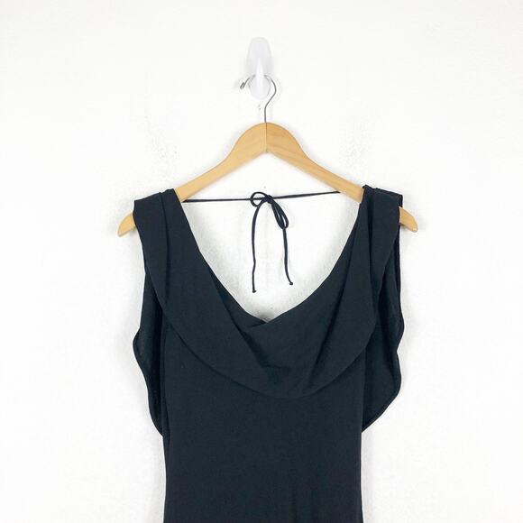 Zara Cowl Neck Black Knit Maxi Dress Small Low Back Resort Wear Minimalist - Picture 4 of 13